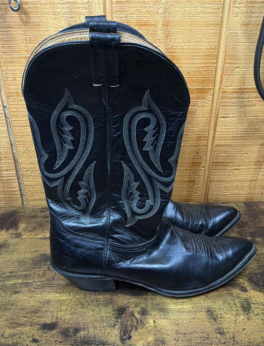 Nocona Black Leather Western Cowboy Boots Size 12 D